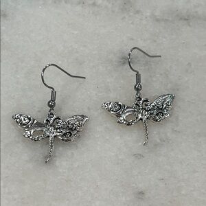 Elegant Silver Dragonfly Earrings